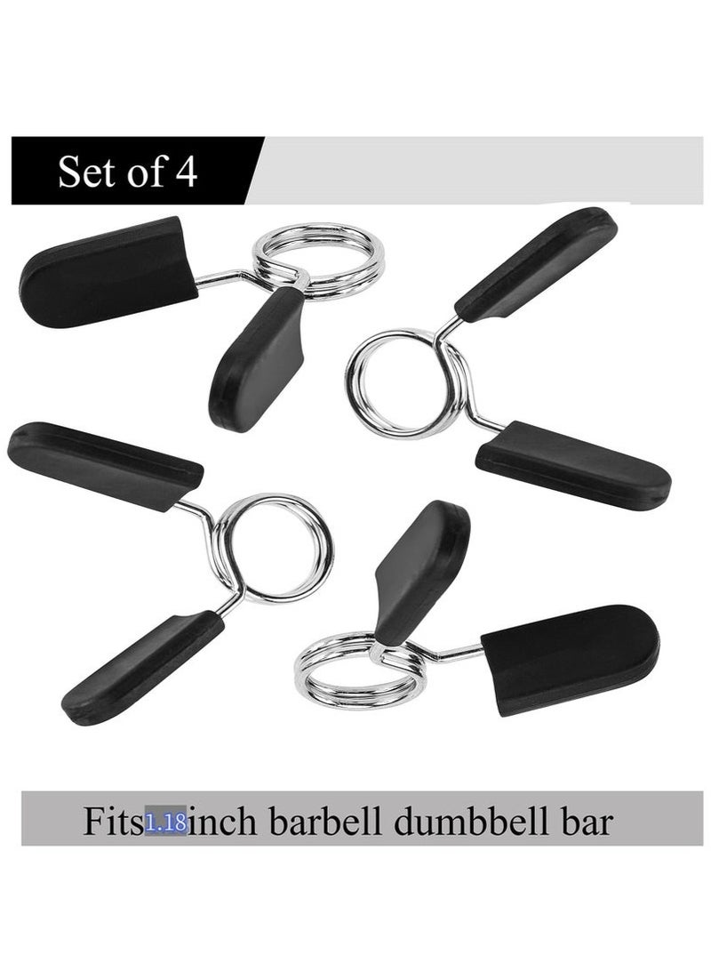Bukela 4 Piece Barbell Clamps Dumbbell Spring Clip Circlip Collars 3cm Weight Bars Clips Fitness Weightlifting Lock Buckle for Standard Bar Barbell Strength Training Gym Accessory - Image 1