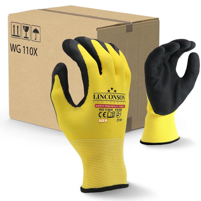 Linconson 12 Pack Safety Performance Series Construction Mechanics Work Gloves (Yellow  Xl (Pack Of 12)) - Image 1