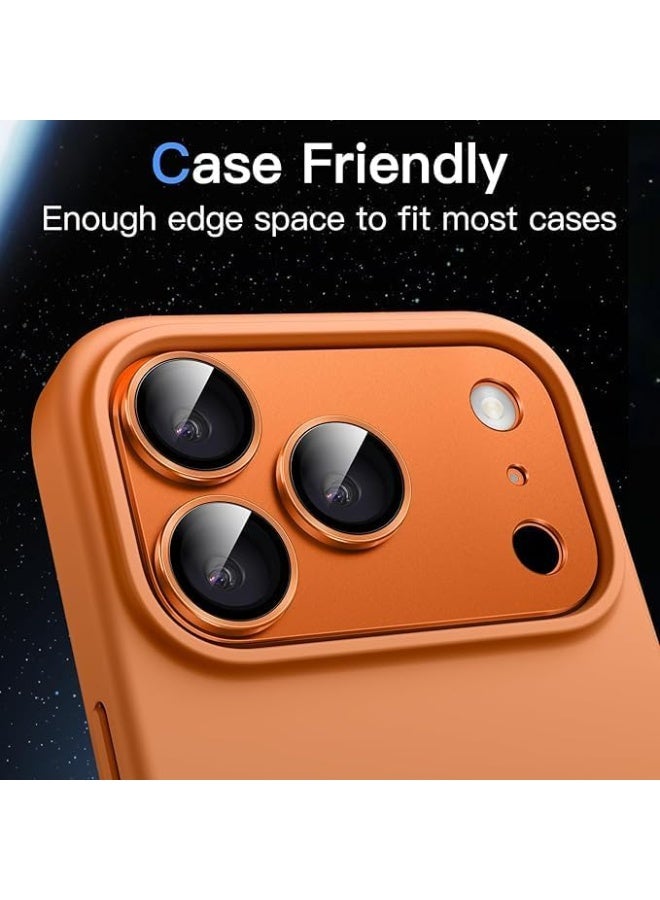 ELTRAZONE Camera Lens Protector for iPhone 17 Pro Max 6.9-Inch – Full Coverage 9H Tempered Glass with Matte Metal Ring, Case-Friendly, Scratch-Resistant, Anti-Fingerprint, 1-Pack (Orange) - Image 3