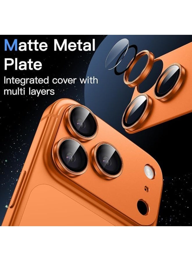 ELTRAZONE Camera Lens Protector for iPhone 17 Pro Max 6.9-Inch – Full Coverage 9H Tempered Glass with Matte Metal Ring, Case-Friendly, Scratch-Resistant, Anti-Fingerprint, 1-Pack (Orange) - Image 2