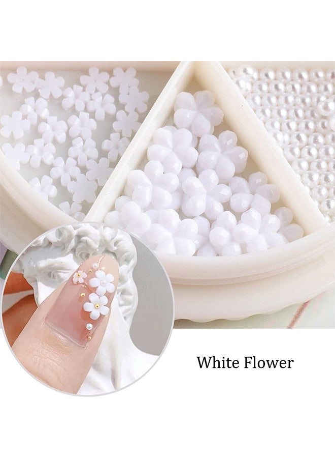 Depend Nail Art Flower Decal - White Flower Pearl Small Beads Glitter Nail Art Supplies - Mixed Pack Elegant Nail Art Decoration Sticker Accessories For DIY Nail Art - Ladies And Girls Nail Designs - Image 5
