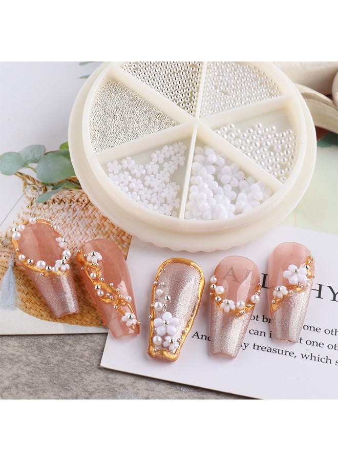 Depend Nail Art Flower Decal - White Flower Pearl Small Beads Glitter Nail Art Supplies - Mixed Pack Elegant Nail Art Decoration Sticker Accessories For DIY Nail Art - Ladies And Girls Nail Designs - Image 3