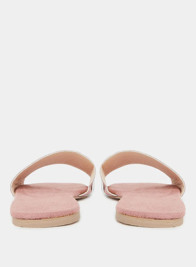 Styli Styli Women Pink Metallic Strip Detail Flat Sandals