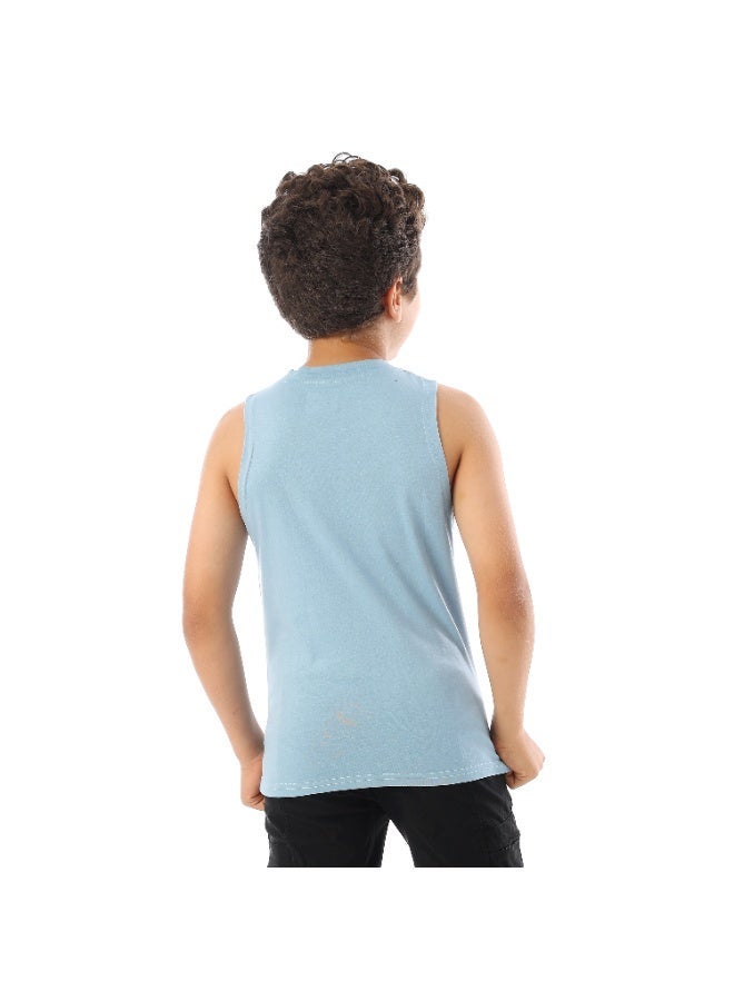 Andora Sleeveless Printed Boys Tank Top - Light Blue - Image 3