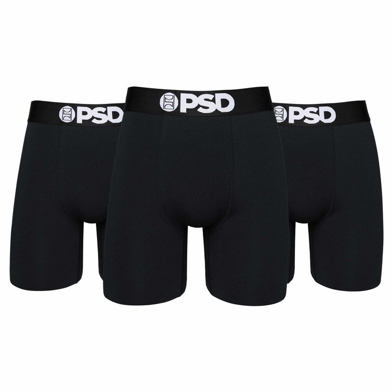 PSD Underwear Men's Black Solid Boxer Brief 3 Pack, Multi, L - Image 1