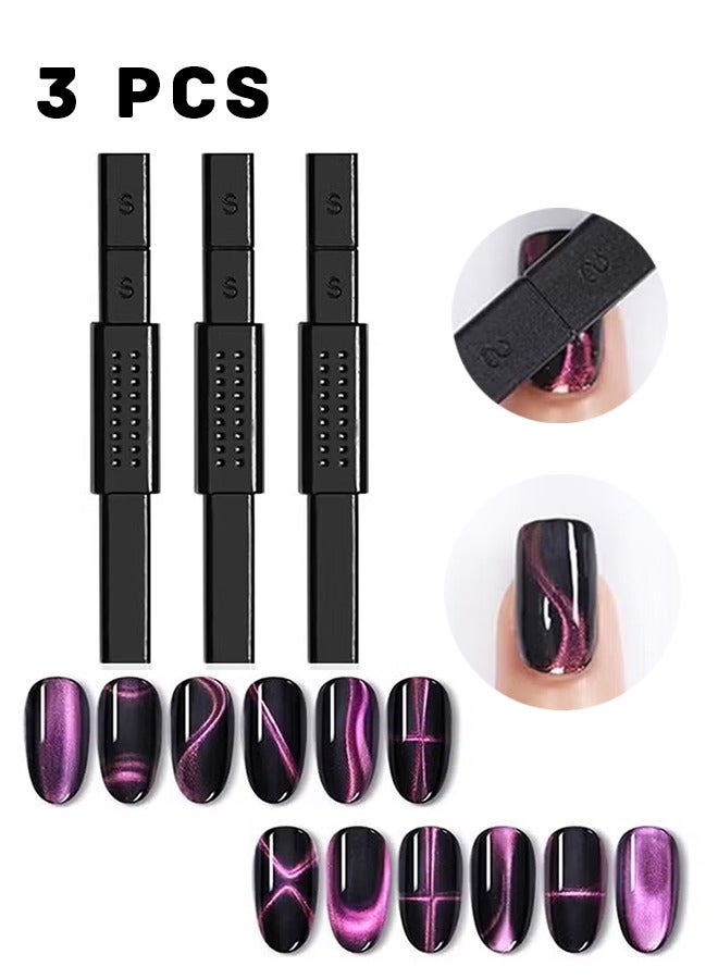 3pcs Nail Magnet Cat Eye Magnet for Nails, Magnetic Gel Nail Polish, Double-Head Nail Magnets Wand, Magic Stronger Magnet Stick Manicure Tool for Cat Eye Gel Polish DIY Nail Art - Image 2