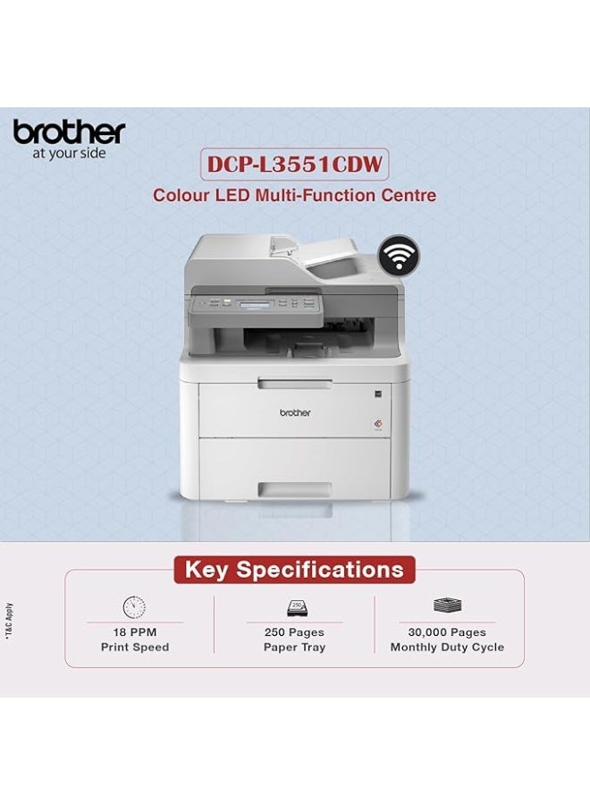 Brother Wireless All in One Printer, DCP-L3551CDW, with Advanced LED Color Laser Print, Duplex & Mobile Printing, Network Connectivity - Image 4