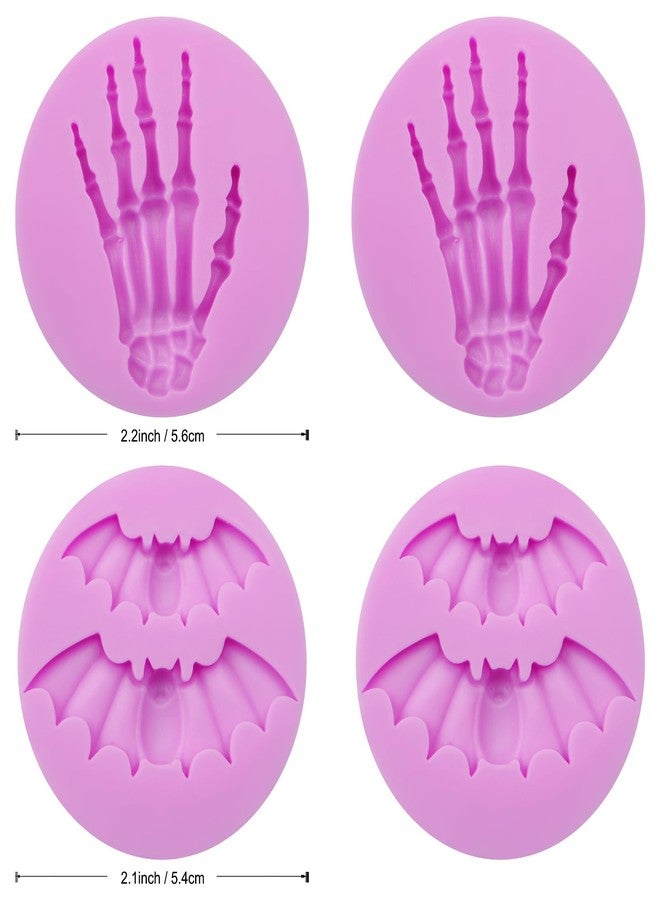 Acvcatto Bats Halloween Fondant Molds Silicone, Hand Claws Silicone Resin Pendants, 4 Packs Halloween Chocolate Molds for Hallween Party Candy Cake Decoration Cupcake Toppers Gum Paste Polymer Clay - Image 2