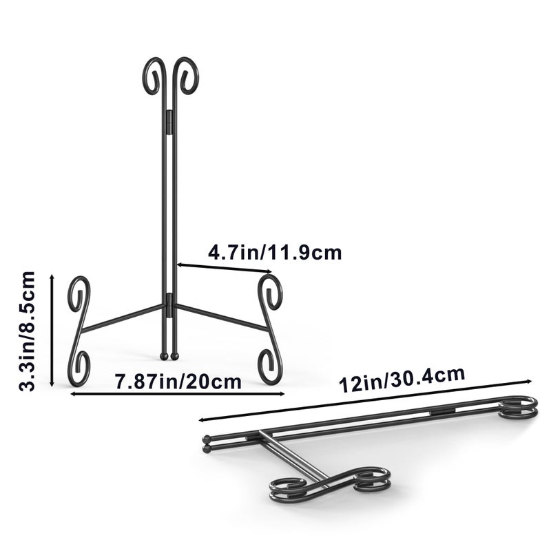 Hemylu Easel Stand  12 Inch Plate Stand  2 Pack Metal Plate Holder For Display  Iron Plate Stands For Picture Frame Record Album Collectibles - Image 2