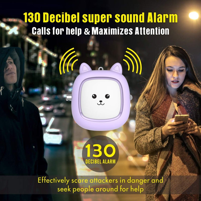 VIGOROAD Safe Sound Personal Alarm,3 Pack 130 dB Loud Siren Song Emergency Security Alarm Keychain with LED Light, Personal Sound Safety Siren for Women, Men, Children, Elderly (Black/Purple/Green) - Image 2