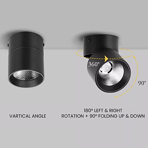 Harold Electricals 20 Watt 360 Degree Adjustable LED Surface COB Light - Wall/Ceiling Mountable -Pack of 1 (Warm White) Black Body(Metal) - Image 4