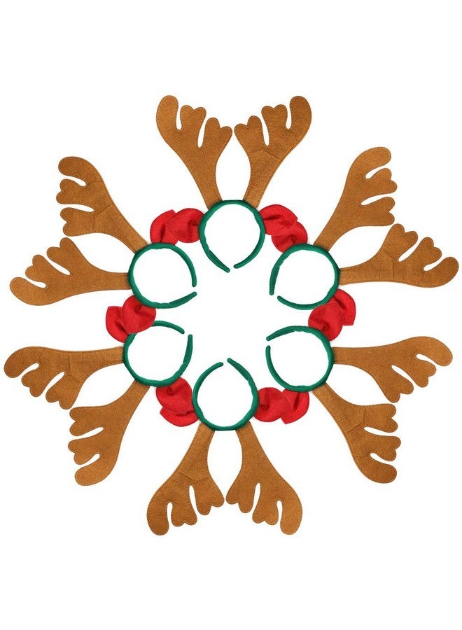 ماكس فن عصابة رأس عيد الميلاد ماكس فن، عصابة رأس على شكل قرون الرنة، زينة عيد الميلاد، عصابة شعر لحفلات عيد الميلاد، هدايا العطلات، كشك الصور (عبوة من 8 قطع) - Image 2