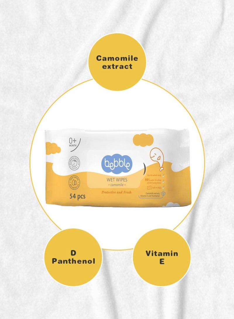 bebble Baby Wet Wipes Camomile| New Born | Balanced pH | 64 pcs - Image 2