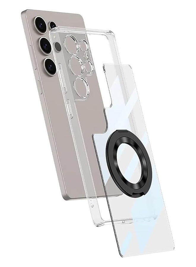 general for Galaxy S25 Ultra Case, [Compatible with Mag-safe] Built-in 360° Rotatable Magnetic Ring Holder, Hard PC Clear Shockproof Protective Slim Phone Case - Image 2