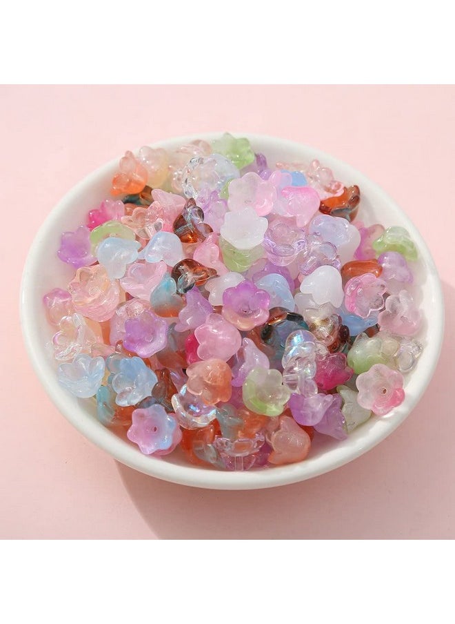 LadayPoa 100Pcs Glass Bellflower Beads For Jewelry Making Mixed Color Trumpet Flower Beads Gradient Clear Cute Beads For Bracelets Making Aesthetic Beads Charms For Diy Necklace Decoration Gifts  - Image 5