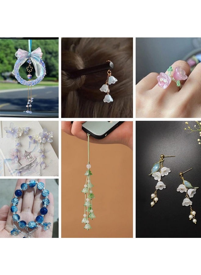 LadayPoa 100Pcs Glass Bellflower Beads For Jewelry Making Mixed Color Trumpet Flower Beads Gradient Clear Cute Beads For Bracelets Making Aesthetic Beads Charms For Diy Necklace Decoration Gifts  - Image 4