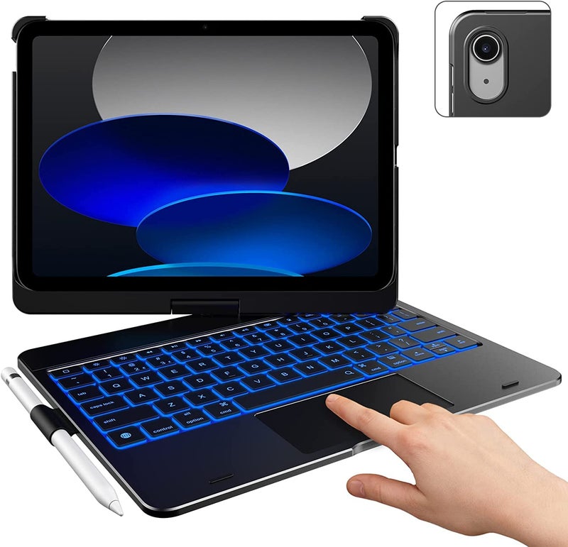 typecase كيبورد تايب كيس مع لوحة تتبع متعددة اللمس لجهاز iPad الجيل 11 (A16) و الجيل 10 مع إضاءة خلفية بـ 11 لون، قابل للدوران 360° وزوايا عرض متعددة، حامل قلم (لا يناسب Air 11/Air 5th/Pro 11) - أسود'26 - Image 1