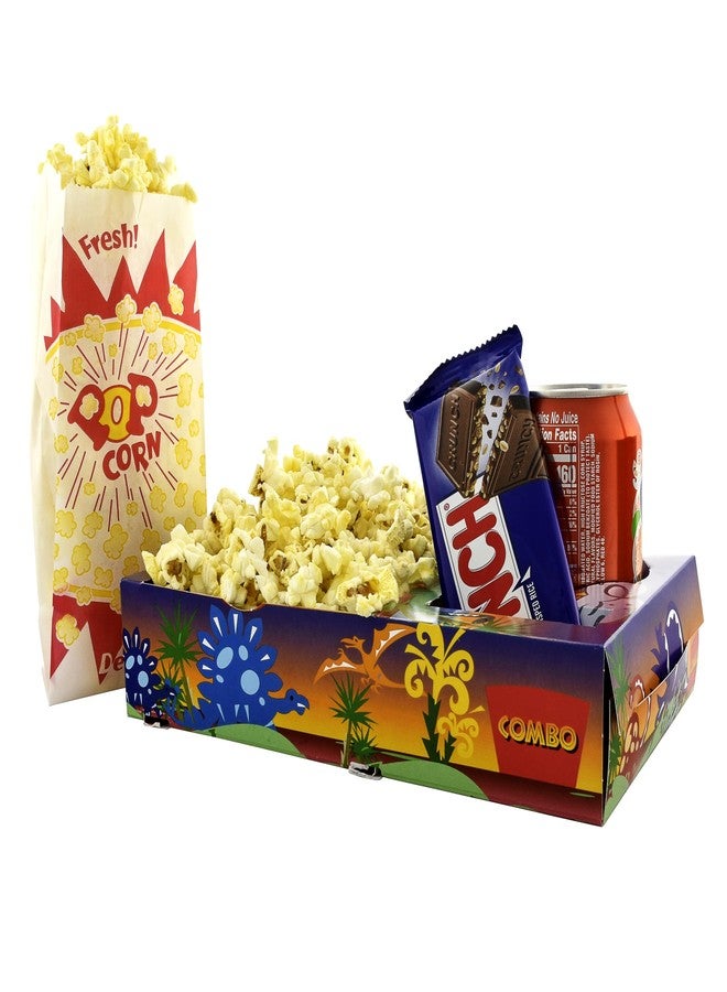 SNAPPY Movie Night Kit 18 Pcs - Burst Design Popcorn Bags (12ct) & Dinosaur Kids Movie Night Snack Trays (6ct) - Home Theater Snack Boxes Family Movie Night - Image 2