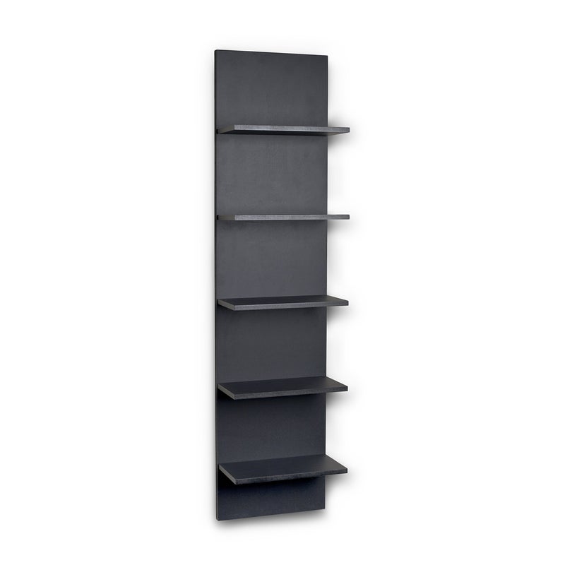 Danya B Danya B Narrow Decorative Wall Mount Vertical Shelving Unit  Modern Column with 5 Shelves Home or Office for Books Dcor Display  Black Grain Finish 