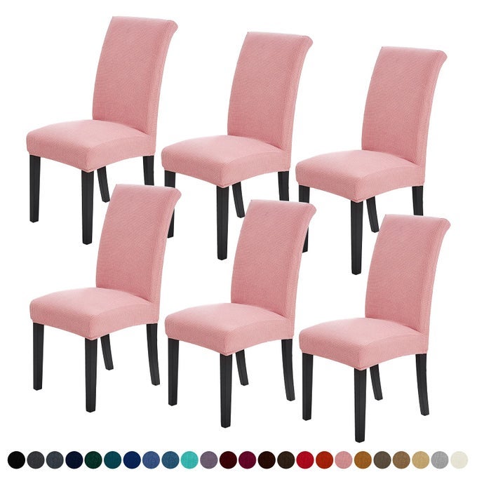 Chair Covers for Dining Room Set of 6Dining Chair Slipcovers Stretch Dining Room Chair Covers Seat ProtectorWashable Parsons Chair Cover for HomeBanquetDusty Pink6 Pack