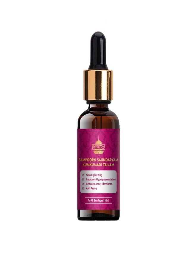 Pavitra+ Sampoorn Saundaryam Kumkumadi Tailam Face Oil for Glowing Skin - Ayurvedic Saffron Facial Serum for Skin Radiance, Complexion Correction and Youthful Care, 30ml (Pack of 1) - Image 1