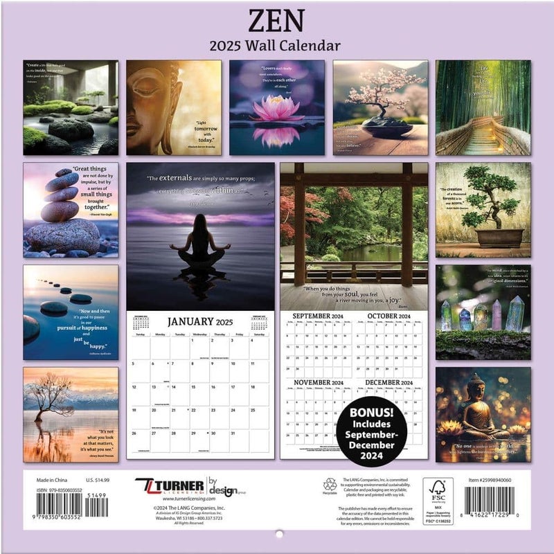 Turner Licensing TURNER PHOTOGRAPHIC Zen 12x12 Photo Wall Calendar (25998940060) - Image 2