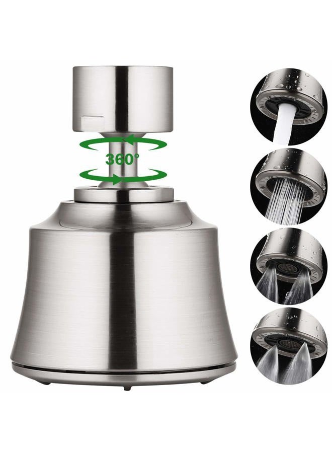 Houtingmaan Kitchen Sink Faucet Aerator with 2 Ball Joint, Big Angle Swivel Sprayer Head Replacement with 4 Spray Models, 55/64-27UNS Famale Thread - Brushed Nickel - Image 1