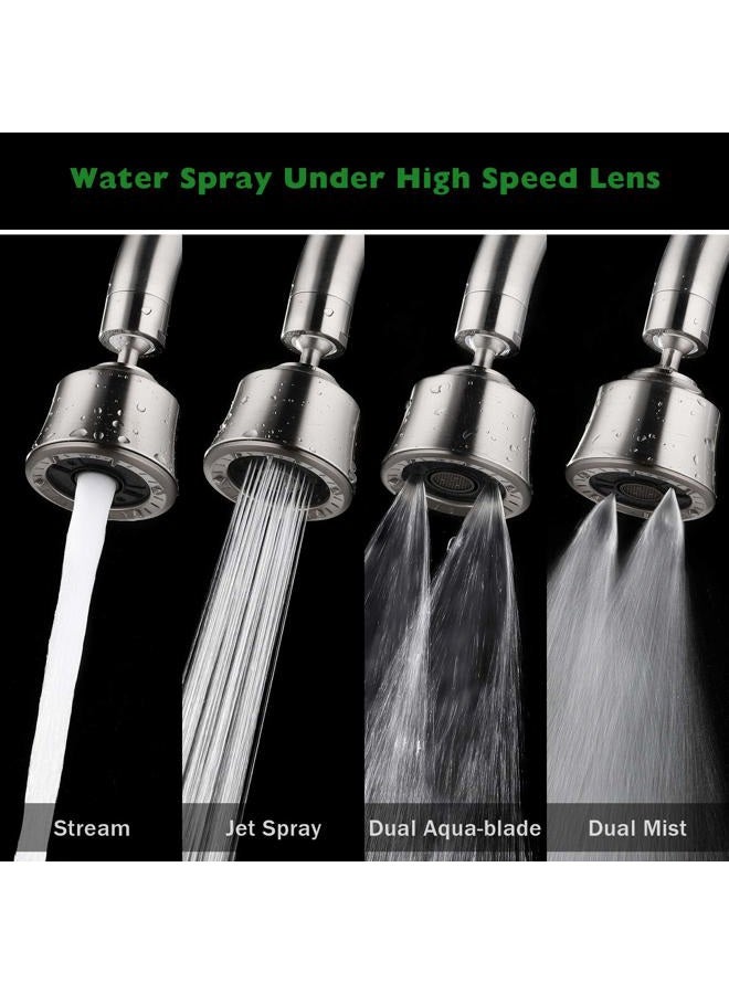 Houtingmaan Kitchen Sink Faucet Aerator with 2 Ball Joint, Big Angle Swivel Sprayer Head Replacement with 4 Spray Models, 55/64-27UNS Famale Thread - Brushed Nickel - Image 4