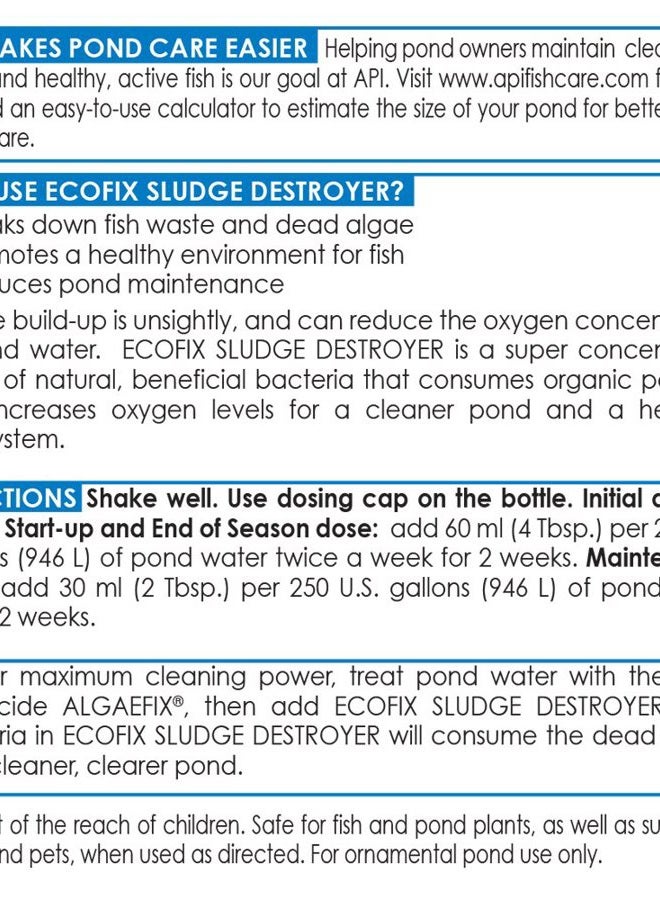 API Pond ECOFIX Sludge Destroyer Pond Cleaner and Sludge Remover with Natural Bacteria 16-Ounce Bottle 1-Gallon 147C - Image 4