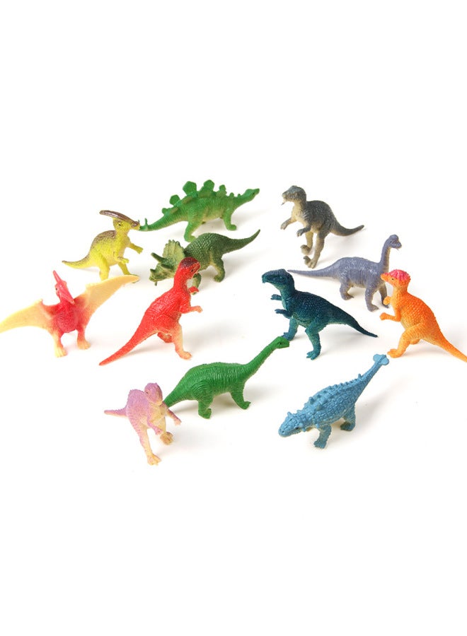 Mini Animal Model Set Simulation Snake Frog Turtle Caterpillar Crab Goldfish Ornaments Children's Toys-Color:12 Dinosaurs (painted)  - Image 1
