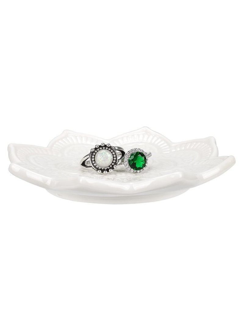 Jewelry Tray, Boho Ring Dish Small Jewelry Holder Trinket Dish Gift for Women Birthday Wedding Gift for Bride (White) - Image 3