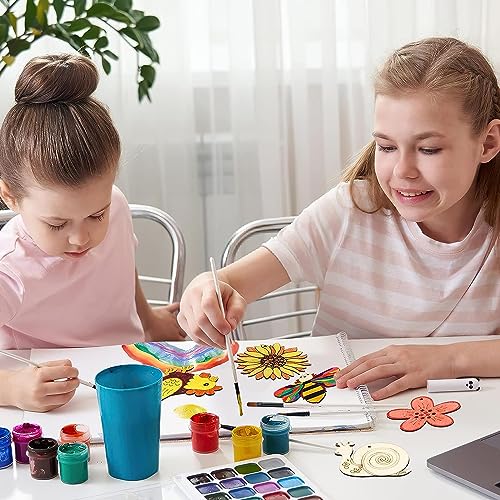 Cliths 33 Pieces Butterfly Wood Slices Flower Cutouts with Holes Blank Animals Wooden Painting Crafts for Kids, Home Decoration Ornament DIY Craft Art Project,11 Styles, 3 Style Each - Image 5
