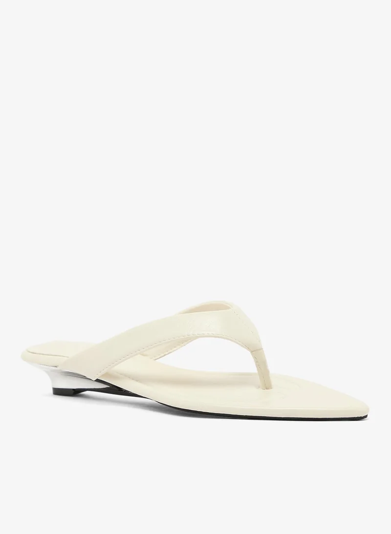 Ginger White Thong Pointed Toe Flat Sandals for Women | Best Price UAE