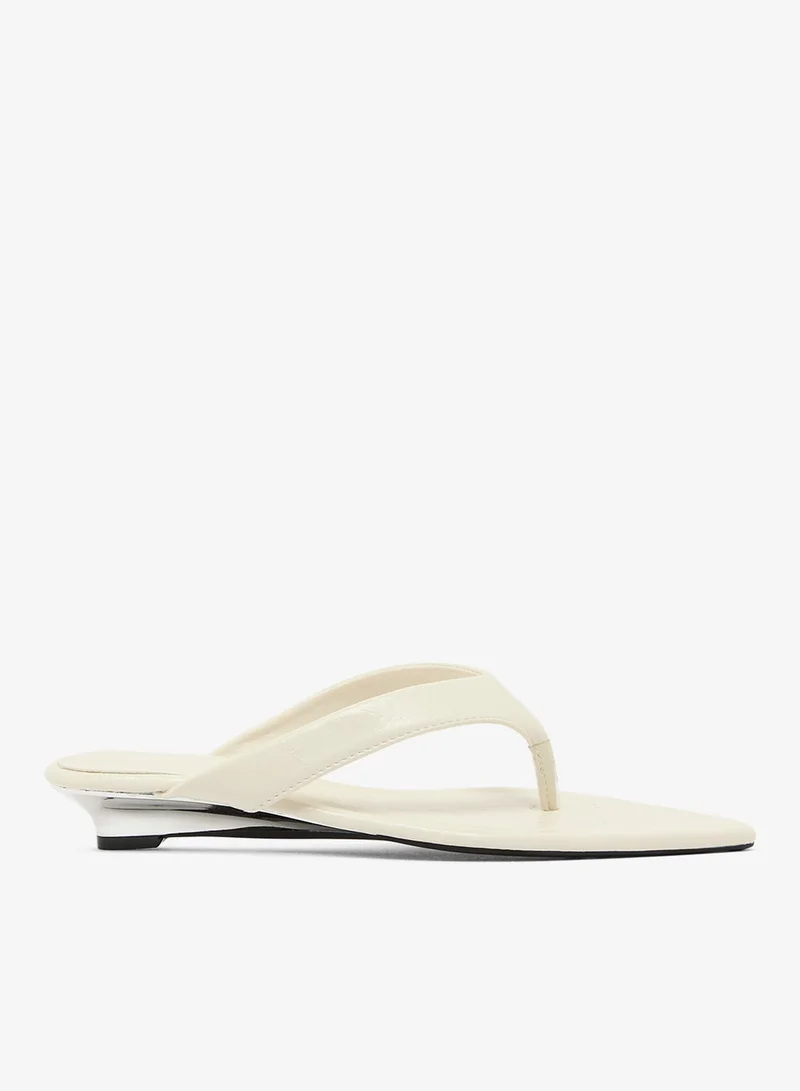 Ginger White Thong Pointed Toe Flat Sandals for Women | Best Price UAE
