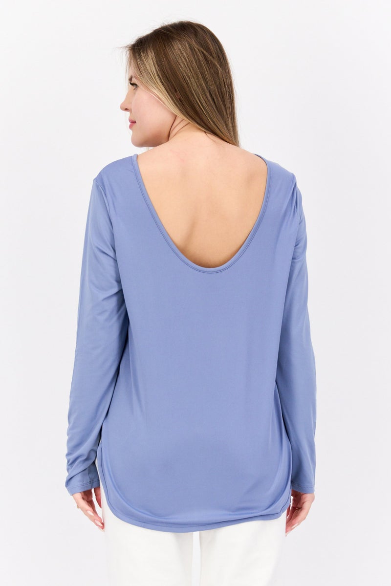 PUMA Women Sportswear Fit Long Sleeve Yoga T-Shirt, Blue - Image 3