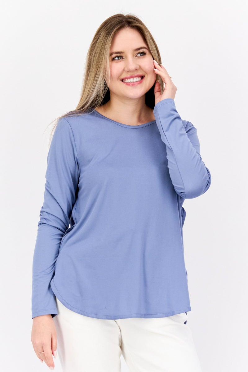 PUMA Women Sportswear Fit Long Sleeve Yoga T-Shirt, Blue - Image 1