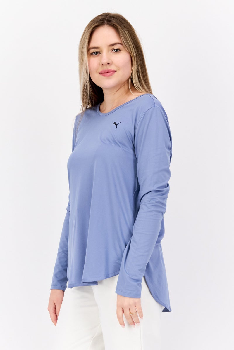 PUMA تي شيرت يوجا طويل الأكمام للنساء، رياضي، أزرق - Image 2