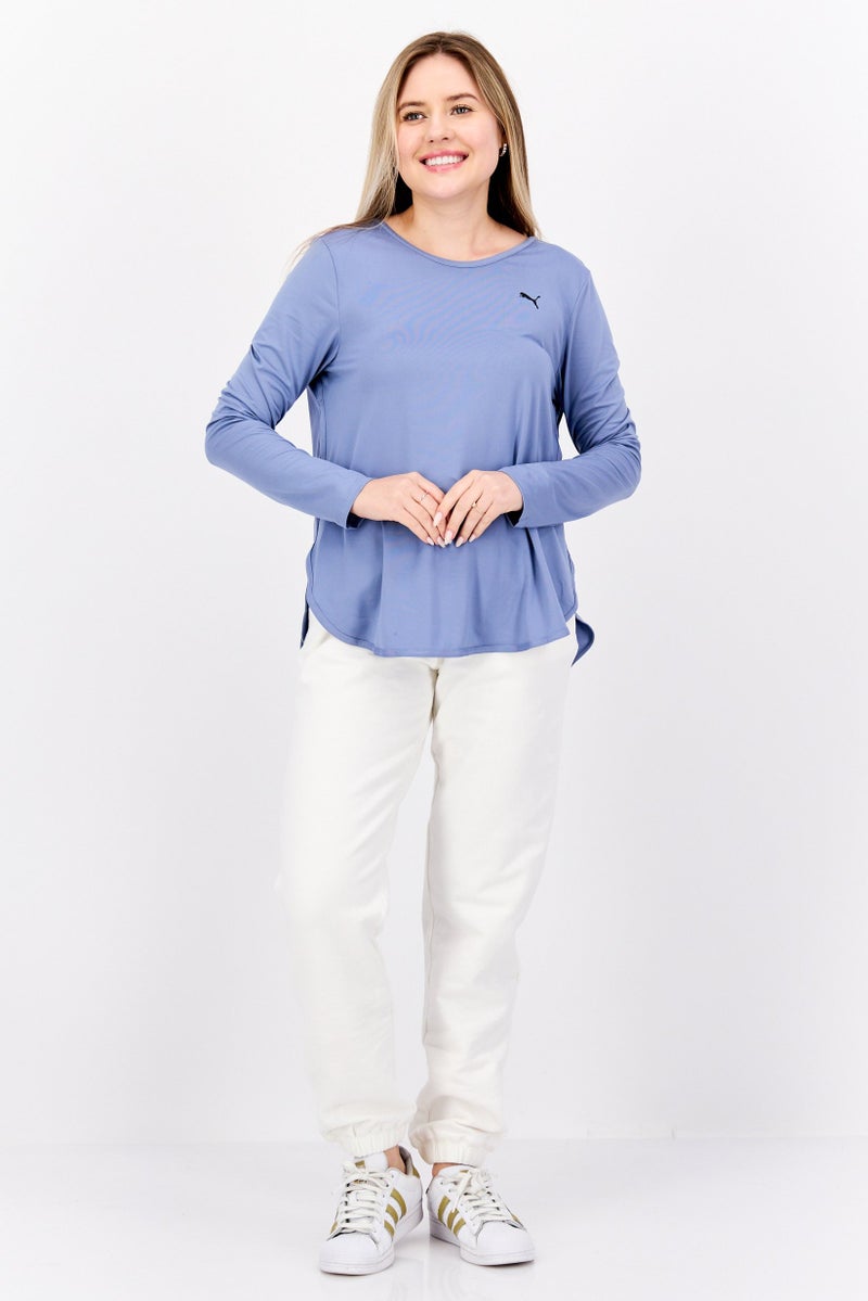 PUMA تي شيرت يوجا طويل الأكمام للنساء، رياضي، أزرق - Image 4
