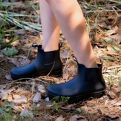 HISEA Women's Short Rain Boots Fashion Waterproof Chelsea Boots Ankle Garden Shoes for Ladies Non Slip Outdoor Work Booties Lightweight Rubber Rainboots with Comfort Insole, Size 9 Hawthorn Red - Image 5