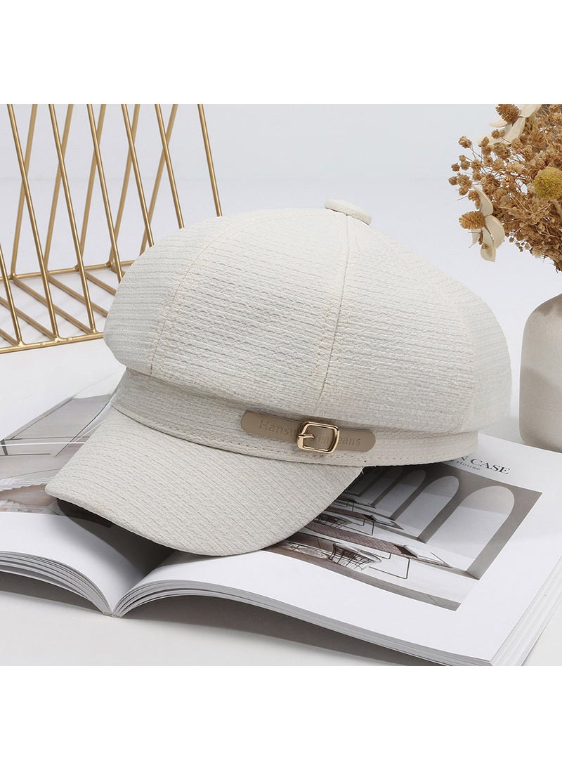 Generic - Korean Style Waffle Beret Fashionable Vintage Octagonal Hat Khakis - Image 1