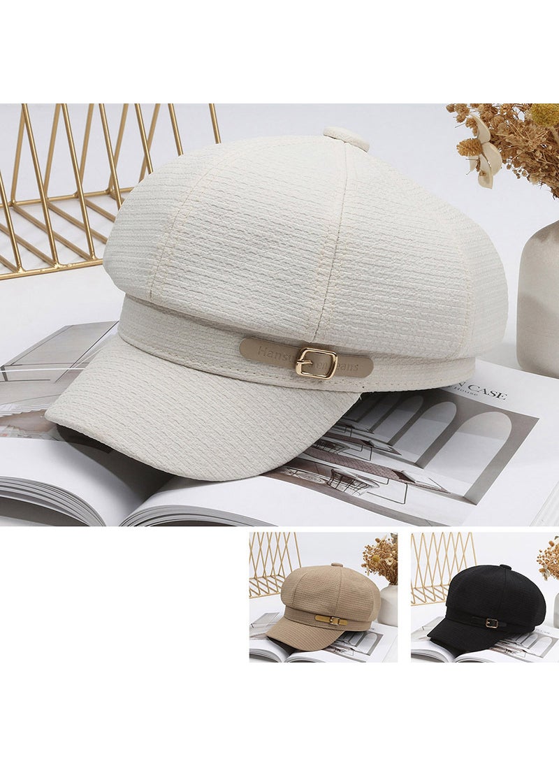 Generic - Korean Style Waffle Beret Fashionable Vintage Octagonal Hat Khakis - Image 1