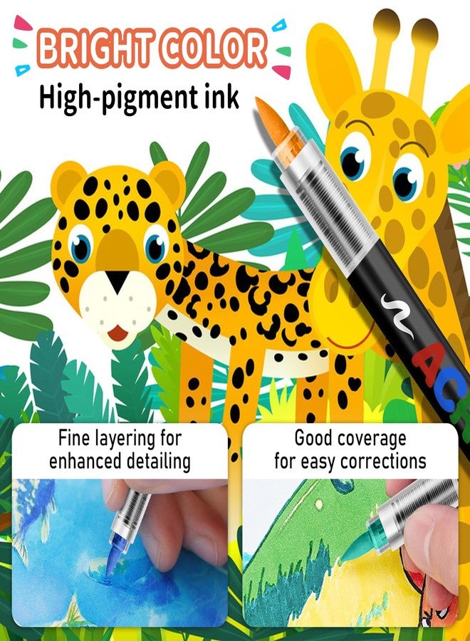 GOTIDEAL Acrylic Paint Markers Brush Tip,Waterproof Paint Pens acrylic Markers,No Bleed Acrylic Brush markers for Fabric,Wood,Rocks,Canvas Painting,Glass,Ceramic,Art Craft Supplies(24 Colors) - Image 3