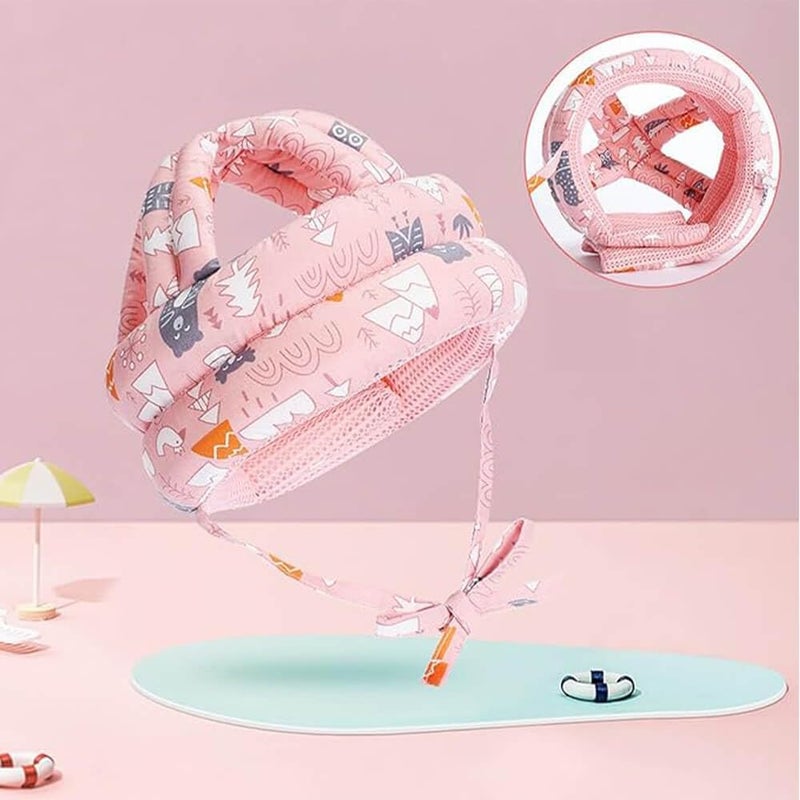 H HIBOBI Hibobi Infant Toddler Helmet, Baby Safety Helmet, Adjustable Baby Head Protector for No Bump Head Cushion Bumper Bonnet Baby Protection Hat for Running Walking Crawling,360-degree protective(pink) - Image 2