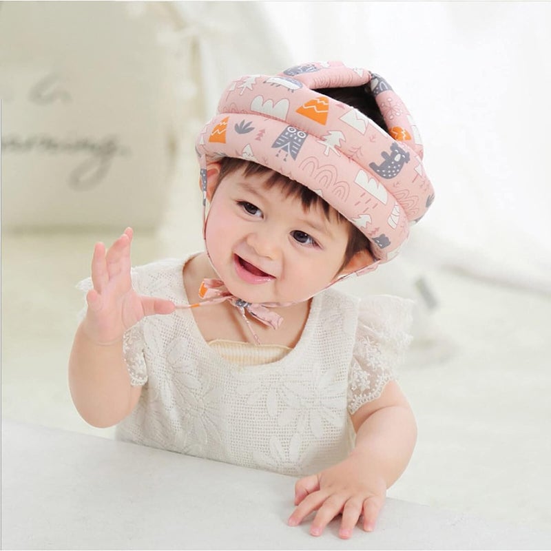 H HIBOBI Hibobi Infant Toddler Helmet, Baby Safety Helmet, Adjustable Baby Head Protector for No Bump Head Cushion Bumper Bonnet Baby Protection Hat for Running Walking Crawling,360-degree protective(pink) - Image 1
