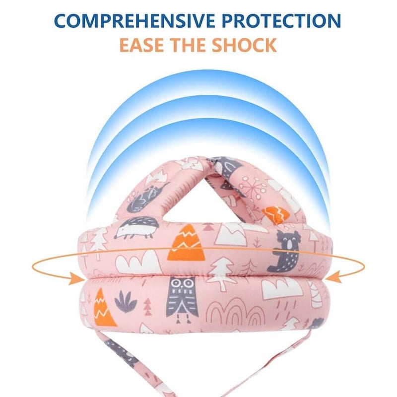 H HIBOBI Hibobi Infant Toddler Helmet, Baby Safety Helmet, Adjustable Baby Head Protector for No Bump Head Cushion Bumper Bonnet Baby Protection Hat for Running Walking Crawling,360-degree protective(pink) - Image 4