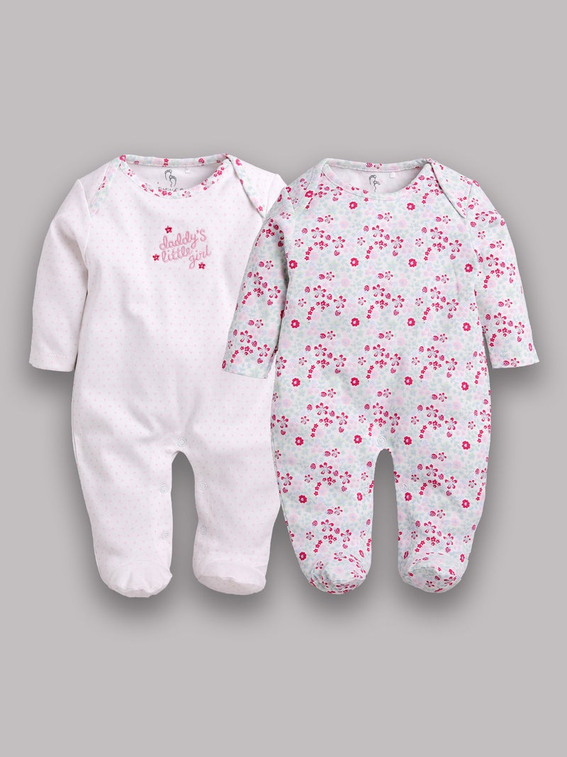 Baby Go Baby Romper 100% Cotton Rompers for New Born Baby|Sleepsuits for Baby Boys & Girls |Onesies| Infant Clothes|PEACH| 0-3M| 3-6M| 6-9M| Pack of 2 - Image 1
