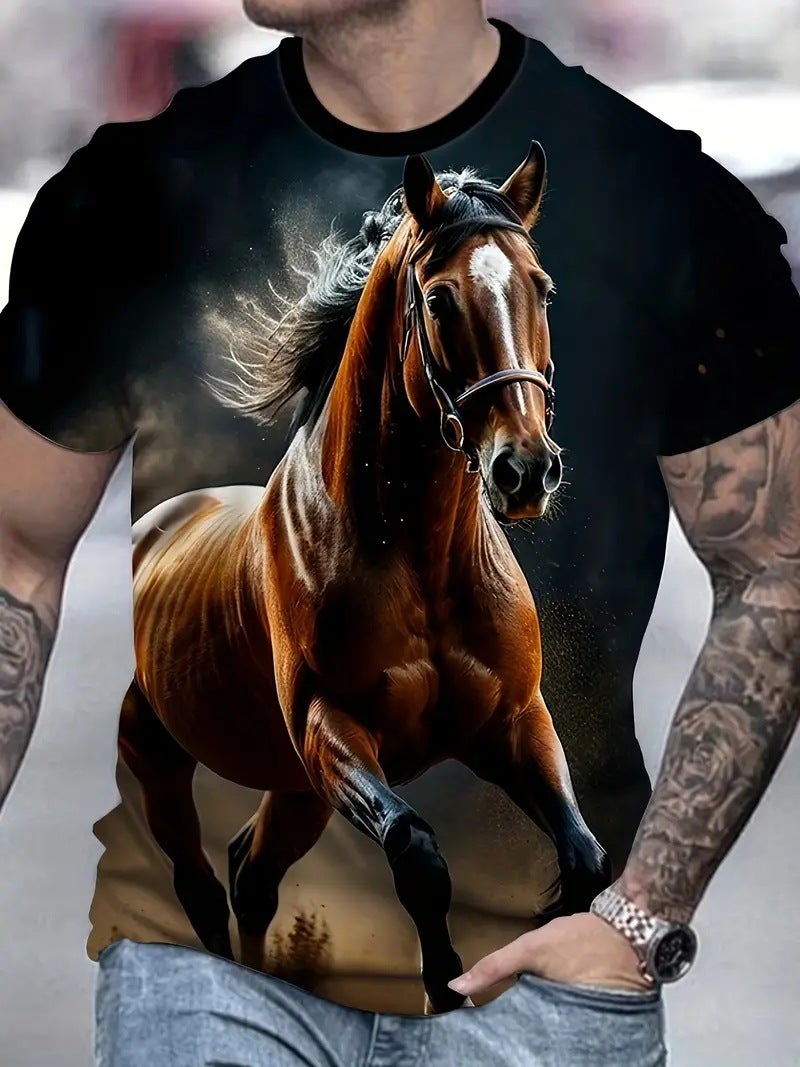 Independent Station New Animal Pattern 3D Digital Printing Men'S Gradient Short-Sleeved T-Shirt Top - Image 1