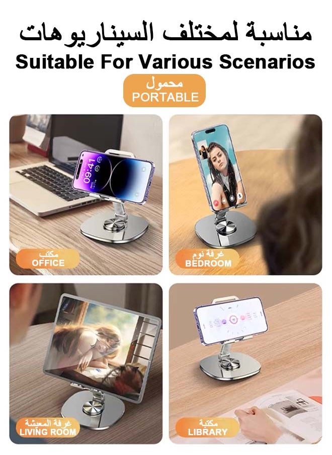 Bamboo Portable Metal Mobile Stand, Adjustable Phone Stand, 360-Degree Universal Phone Holder,Stable Alloy Mobile Phone Holder for All Phone  - Image 4