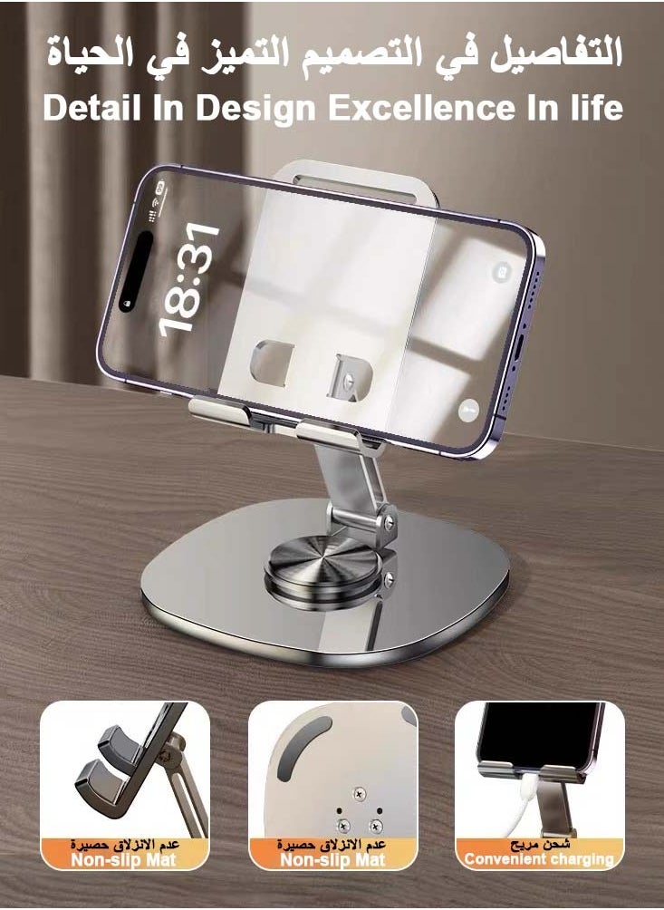 Bamboo Portable Metal Mobile Stand, Adjustable Phone Stand, 360-Degree Universal Phone Holder,Stable Alloy Mobile Phone Holder for All Phone  - Image 5