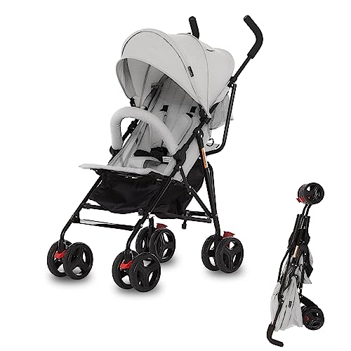 Dream On Me Vista Moonwalk Baby Stroller in Light Gray Lightweight Infant Stroller with Compact Fold MultiPosition Recline Umbrella Stroller with Canopy Extra Large Storage and Cup Holder
